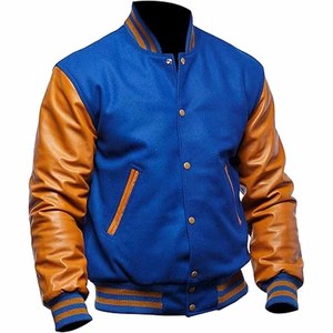 Varsity <b>Jackets</b> with Custom Embroidery High-Quality Varsity <b>Jacket</b> For Men with <b>Leather</b> Sleeves and Personalised Designs - Product Image 1