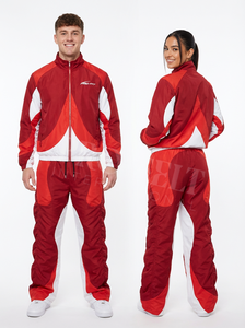 Ensemble de survêtement sportif élégant en nylon imperméable pour hommes et femmes, veste à fermeture éclair intégrale personnalisée avec empiècements en nylon et pantalon en nylon. - Product Image 6