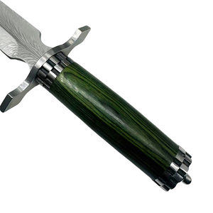 Couteau à lame fixe en acier Damas de haute qualité pour le camping, avec manche en bois vert et étui – Personnalisable OEM - Product Image 2