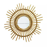 Miroir mural en rotin de haute qualité, fait main, écologique, style Art déco moderne vintage, décoration intérieure pour chambre à coucher, salon, importé