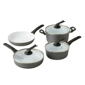 Ceramic Non-Stick 4-Piece <b>Cookware</b> Set Glass Lids for Gas Induction Stoves Aluminum Construction Dishwasher Safe Eco-Friendly - Product Image 1