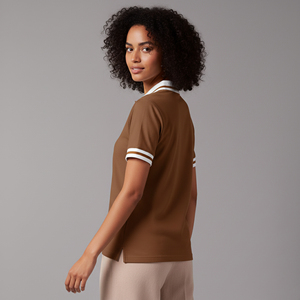 Polo personnalisé uni pour femme, tissu confortable, logo imprimé sur mesure, polo confortable pour femme. - Product Image 3