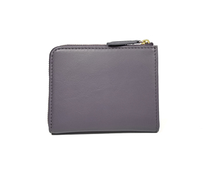 [IN STOCK] Castello Genuine Leather Short Minimalist Unisex L-Shape YKK Zipper Slim Card <b>Wallet</b> Polyester Lining Purple QC - Product Image 3