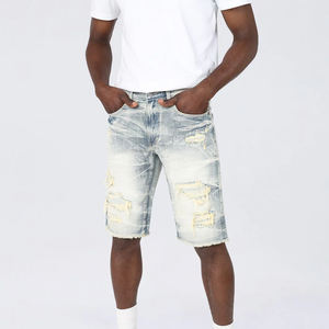 Shorts en jean baggy d'été pour hommes, vente en gros du fabricant, avec logo et étiquette personnalisés, en denim uni de qualité supérieure - Product Image 5
