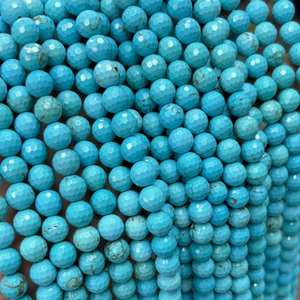 Perles facettées bleu turquoise, pierres précieuses rondes naturelles, perles en vrac pour la création de bijoux et les travaux manuels DIY - Product Image 2