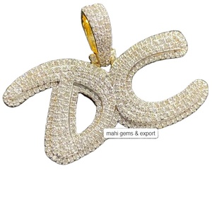 Pendentif en diamant Moissanite en argent sterling 925 beau pendentif lettre personnalisé bijoux Hip hop - Product Image 1