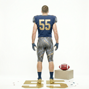 Blue with Grey Combination American Football Uniform Set Breathable Jersey with Moisture Wicking Pant at Factory Sale Prices - Product Image 3