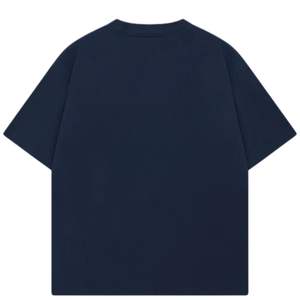 T-shirt Homme Oversize Bleu Marine Manches Courtes Col Rond Coton Décontracté Streetwear Haut Logo Poitrine Discret Été - Product Image 2