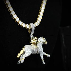 Colgante de Hip Hop con Figura de Jinete |   Charm de Plata de Ley 925 con Incrustaciones de Moissanita VVS |   Joyería de Lujo con Pedrería para Hombre |   Regalo de Navidad - Product Image 5