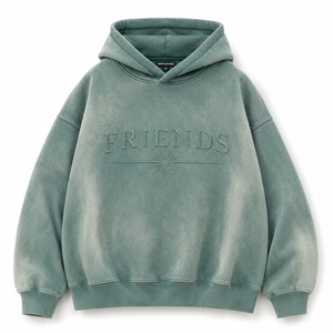 Sweat-shirt décontracté unisexe en coton French Terry avec logo gaufré de qualité supérieure, vert automne - Product Image 1