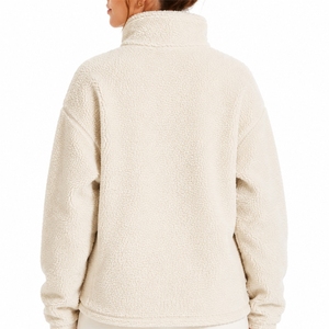 Custom Women's Sherpa Fleece Full Zip Stand Collar <b>Thick</b> Warm <b>Winter</b> <b>Coat</b> with Hawk Bawk Logo Front Fleece Fabric Custom Desgin - Product Image 2