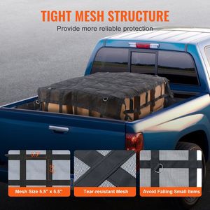 Filet de chargement robuste pour camions 72 po x 57 po avec 4 sangles réglables, mousquetons, crochets en S, et attaches à cliquet résistantes à l'usure pour benne de camion - Product Image 4
