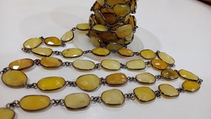 Ópalo amarillo natural facetado de forma libre de 12 a 15 mm, conector de bisel, cadena de piedras preciosas, se vende por pie - Product Image 4