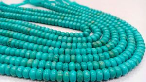 Perles de pierre turquoise bleue rondes 8 mm, pierres précieuses lisses et simples, brins de 8 pouces de long, vendus par brin - Product Image 4