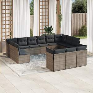 Conjunto de Sofás de Jardín de Acero con Recubrimiento en Polvo y Ratán PE Gris, Producto de Poliéster Duradero - Product Image 1