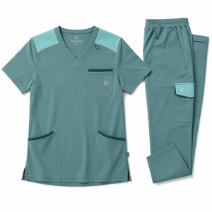 Uniforme Médico de Hospital Unisex con Logotipo Personalizado, Pantalones Rectos de Poliéster Elástico y Spandex - Product Image 1