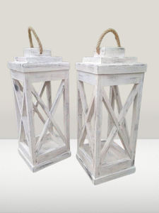 Lanterne à bougie en bois unique avec lanterne à bougie en métal finition ivoire pour la décoration extérieure du jardin, faite à la main - Product Image 4