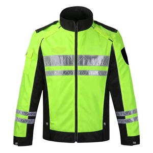 High Visibility Reflective <b>Jacket</b> Waterproof Windproof Workwear with Hood for Roadside Traffic Construction <b>Workers</b> Protective - Product Image 2
