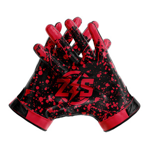 Gants de football ZS noirs et turquoise à motif éclaboussures, unisexe, respirants, en polyester, pour adulte, imprimés par sublimation, détection par aiguille - Product Image 3