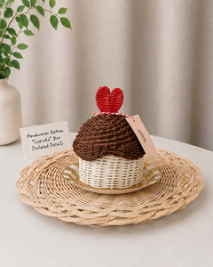 Handwoven Rattan Cupcake <b>Gift</b> Basket With Lid And With Heart Top For Ramadan Festive Decoration Supplier - Product Image 2