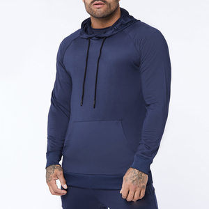Ensemble de survêtement bleu marine à capuche pour homme, ensemble de jogging à manches longues, respirant, uni, décontracté, 2 pièces - Product Image 2