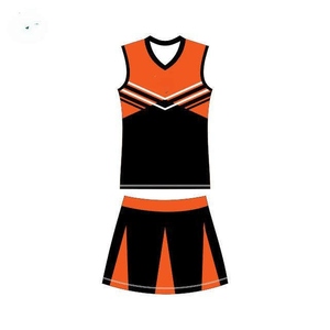 Ensemble d'uniformes de cheerleading WARPRO INDUSTRY, haut sans manches et jupe orange et noir, style adulte, kits en spandex/polyester 260g - Product Image 1
