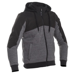 Sweat-shirt à capuche zippé noir pour homme, coupe classique, couleur unie, décontracté, pour l'automne, tissu en molleton respirant - Product Image 4