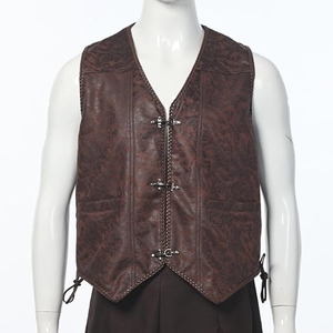Custom Vintage Distressed Brown Genuine Leather <b>Biker</b> Vest Men's Western Cowboy Motorcycle Leather <b>Waistcoat</b> with Braided Trim - Product Image 5
