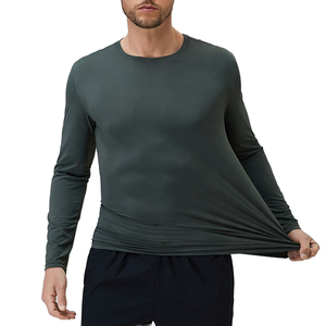 เสื้อยืดถักสำหรับผู้ชายแบบเป็นทางการ ผลิตอย่างมืออาชีพ ราคาสมเหตุสมผล สั่งทำได้ สีพื้น แขนยาว ขั้นต่ำในการสั่งซื้อน้อย - Product Image 1