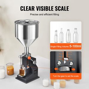 Macchina Manuale per Riempimento Liquidi e Paste in Acciaio Inox con Capacità Tramoggia 10L e Riempitore per Bottiglie da 100ml - Product Image 1