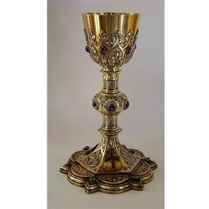 Stylish Handmade Metal Chalice And Ciborium Set For Christian Worship Events With Premium Material Finish - Product Image 1