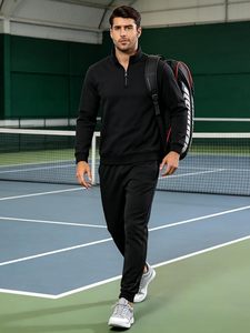 Men's Tracksuits 2 Piece <b>Sets</b> Quarter Zip Athletic Sweatsuits Casual Long Sleeve Sweat Suits For Mens Jogging Outfits - Product Image 4