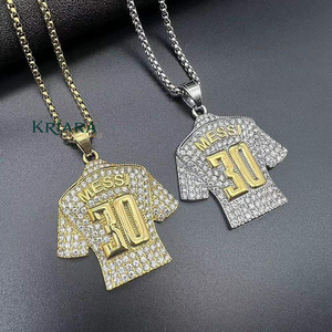 Pendentif en argent 925 Messi 30 Jersey, plaqué argent et or avec accents de diamants, style hip hop, bijoux unisexe - Product Image 4