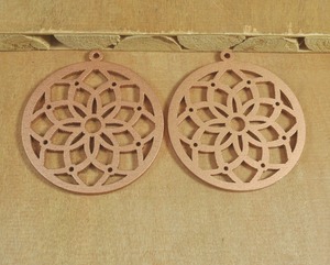 Wooden <b>Copper</b> Mandala <b>Ornament</b> Round Decorative Earrings Piece - Product Image 3
