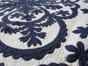 <b>Indian</b> Handmade Dark Blue And White Color Embroidered 100% Cotton Hawaiian <b>Quilts</b> For Home, Hotel And Functions Bedding Decor - Product Image 2