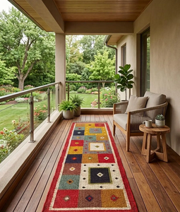 Colorful Southwestern Kilim Handwoven Wool Jute <b>Runner</b> <b>Rug</b> Geometric Patchwork Boho Tribal Hallway Entryway Custom Size Carpet - Product Image 6