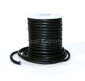 Cordones de cuero cosido, negro, 3mm, 4mm, 5mm, tamaños para joyería, bolsas, cadena para bolso - Product Image 1