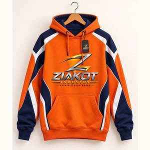 Sweat-shirt à capuche de football orange, noir et blanc, personnalisé et cousu sur mesure, vente en gros directe de l'industrie Ziakot - Product Image 2