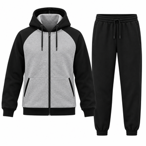 Ensemble de survêtement deux pièces pour homme personnalisé : sweat à capuche zippé et pantalon de jogging – Tenue de sport décontractée - Product Image 2