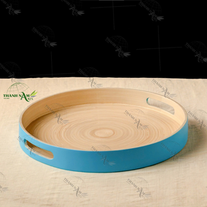 2024 grand plateau de service rectangulaire en bois personnalisable avec plateau d'hôtel en rotin de bambou du fournisseur vietnamien pour le service alimentaire - Product Image 5