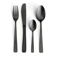 Ensemble de couverts classiques en acier inoxydable avec finition dorée, comprenant couteau, fourchette et cuillère, finition miroir, pour la restauration et les hôtels du monde entier