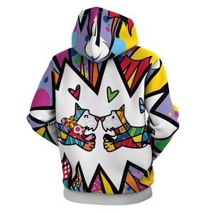 Sudadera con Capucha de Gato de Dibujos Animados Colorida para Hombre, Ajuste Regular, Tejido de Poliéster, Diseño Casual de Otoño con Bolsillos, Estampado por Sublimación - Product Image 5