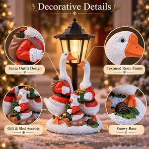 Großhandel Weihnachtsgänse-Familien-Dekorationsfigur für den Außenbereich, Garten-Tierfigur mit Solar-Warmlicht-Akzent - Product Image 3