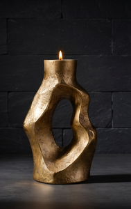 Candelabro de Metal con Acabado Dorado Contemporáneo, Forma Hueca Orgánica Escultural, Portavelas para Velas de Té, Decoración para Mesa de Boda - Product Image 5