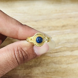 Market Favorite <b>Lapis</b> <b>Lazuli</b> Spiral Design <b>Ring</b> 18k Gold Plated Dainty Brass <b>Ring</b> Statement Vintage Handmade Wholesale <b>Ring</b> - Product Image 4
