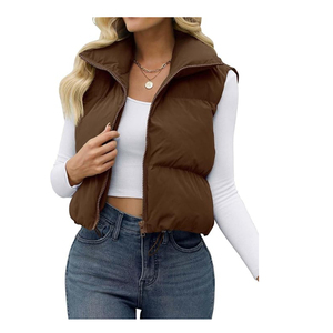 Hot Sale Puffy Vest Women Zip up Stand Collar Sleeveless Lightweight Padded Cropped Puffer Quilted Vest for Women's - Product Image 5