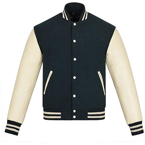 Custom Wool <b>Leather</b> Sleeves Letterman Varsity Baseball <b>Jacket</b> Men Classic Vintage Blank Casual Team Outerwear High Quality Coat - Product Image 3