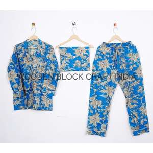 Hermosos y elegantes conjuntos de pijamas de algodón puro con estampado de jungla para mujer, conjuntos de pijamas estampados para dormir. - Product Image 2