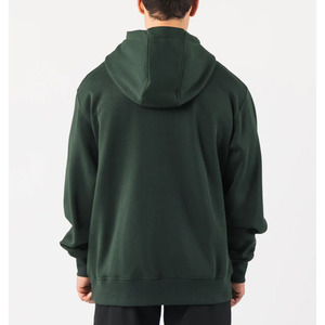 เสื้อฮู้ดซิปผู้ชายทรงโอเวอร์ไซส์ สีเทาล้วน ผ้าเฟรนช์เทอร์รี่ สวมใส่สบายๆ ในฤดูใบไม้ร่วง น้ำหนัก 500 กรัม ถักทอจากผ้าฝ้าย 100% ไม่หดตัว - Product Image 3