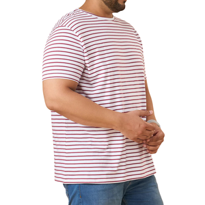 เสื้อยืดลายทางสำหรับผู้ชายเสื้อยืดผ้าฝ้ายแขนครึ่งคอลูกเรือลายทางคลาสสิกสำหรับผู้ชาย - Product Image 3